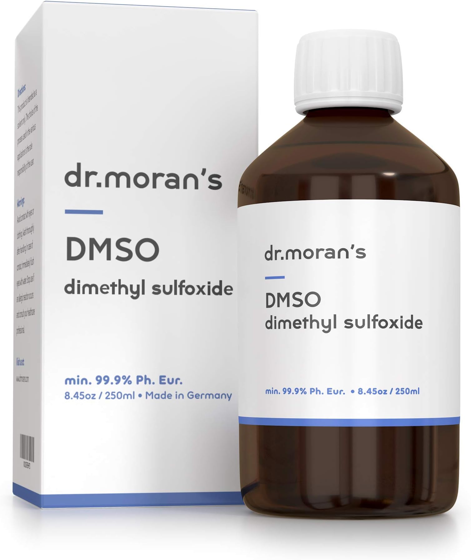 DMSO Pharmaceutical Grade 99.9% Ph. EUR. 8.45 fl oz - 250ml | Pure Liquid Dimethyl Sulfoxide Medical Grade in Amber Glass Bottle | Undiluted & Odourless | Made in Germany