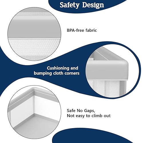 Miniatura 5 de Corralito para bebés de 74 x 50 pulgadas, corralito para bebés y niños pequeños, centro activo para interiores y exteriores, resistente corral de