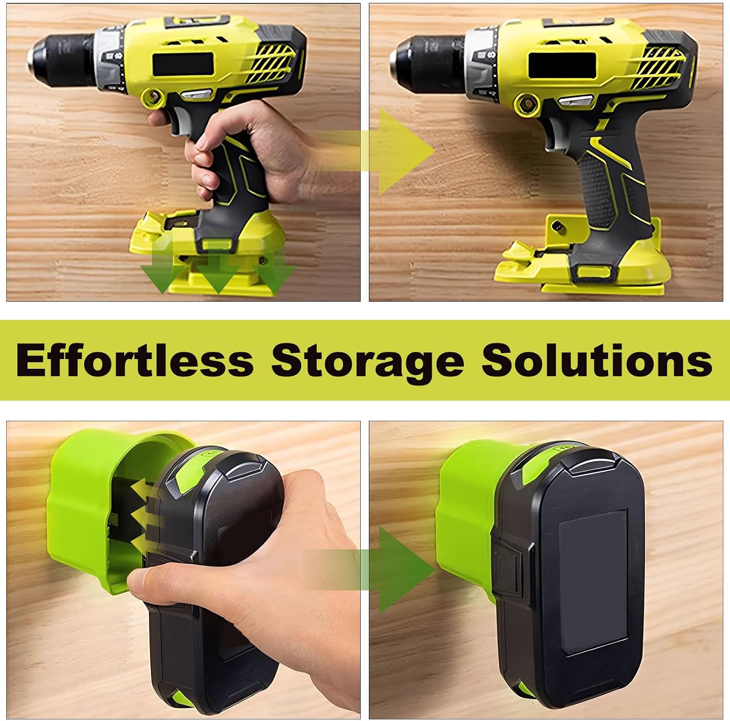 10Pack Tool Holder Compatible with Ryobi 18V and Battery Holder Compatible with Ryobi 12-18V Power Tool Wall Mount Hanger Storage Organizer with Screws Easy Installat