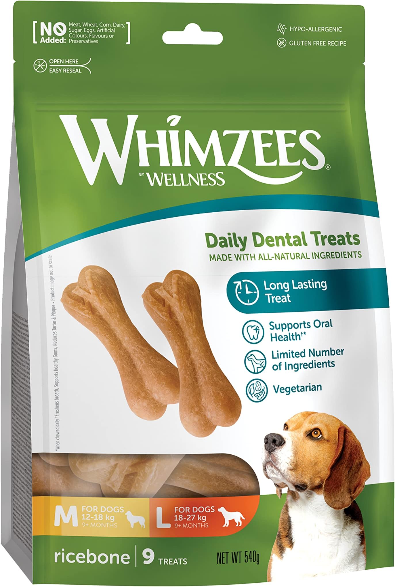 WHIMZEES By Wellness Rice Bone, Natural and GlutenFree Dog Chews, Dog
