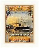  Biller Antik North German Lloyd New York Bremen Southampton Werra Kunstdruck Plakatwelt 268