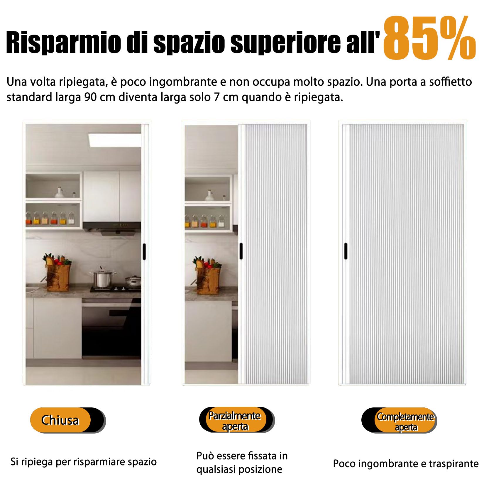 Porta a fisarmonica Porta a soffietto for interni,Disegno A Nido D'ape,per Armadi/Corridoi/Camere da Letto/Balconi/Cucine/Bagni Bianco 70×210cm
