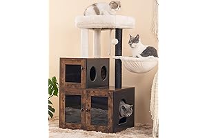 Spacious Litter Box Habitat with Lavish Cat Tree Perch