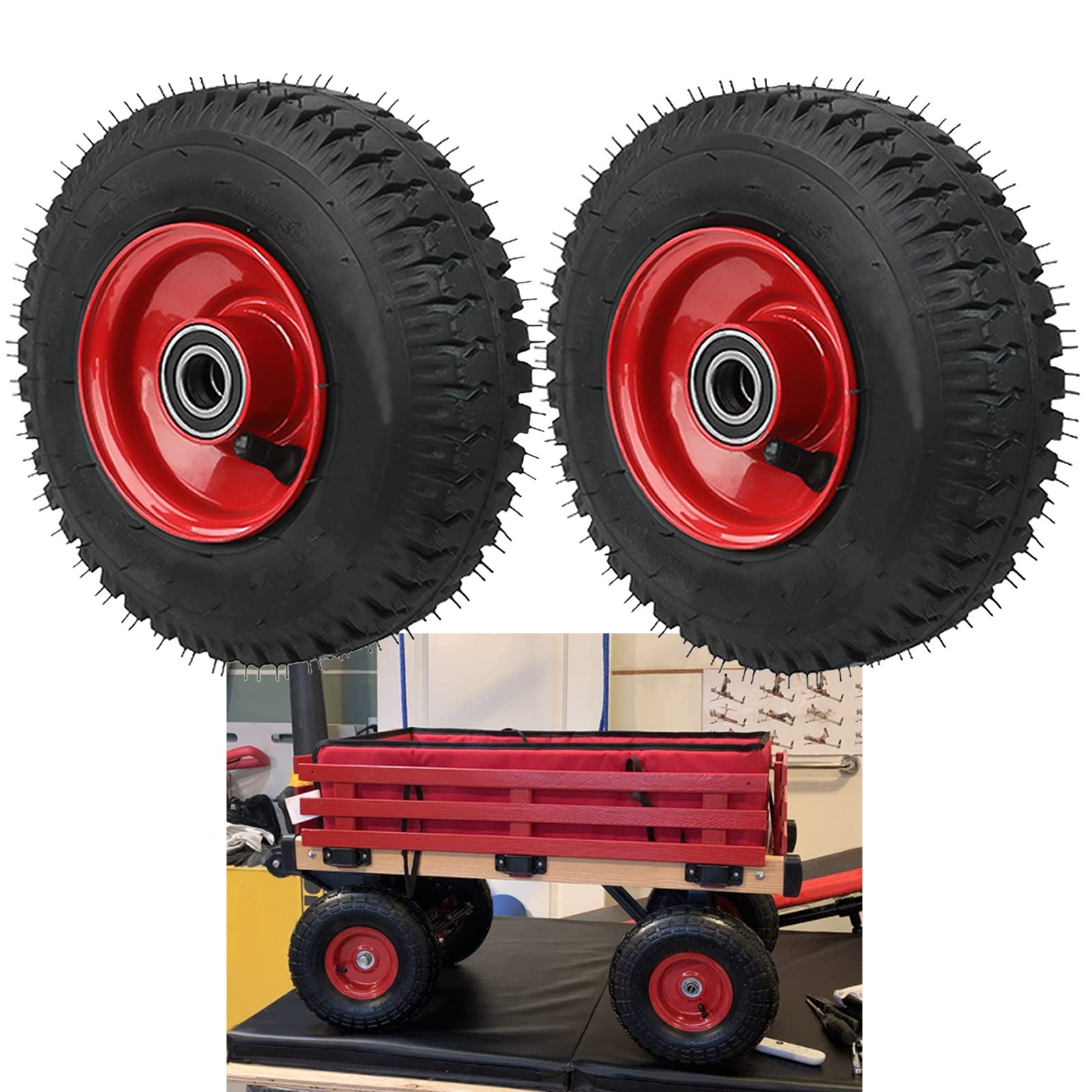 2er Set Ersatzräder Luftreifen Gummiräder Vakuum/pannensichere, Einteilige Felgen Industrierollen Rader Fuir Schubkarren, Bohrung 20 Mm Tragkraft 300 Kg Schubkarrenrad, Transportrollen ( Size : 8" )
