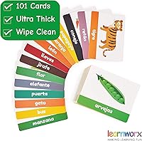 Vista 2 de Spanish Flash Cards for Kids & Toddlers - 101 Cards - 202 Sides - Learn with Me - Objects, Numbers & Play Games - Great Value, Fun Learning and