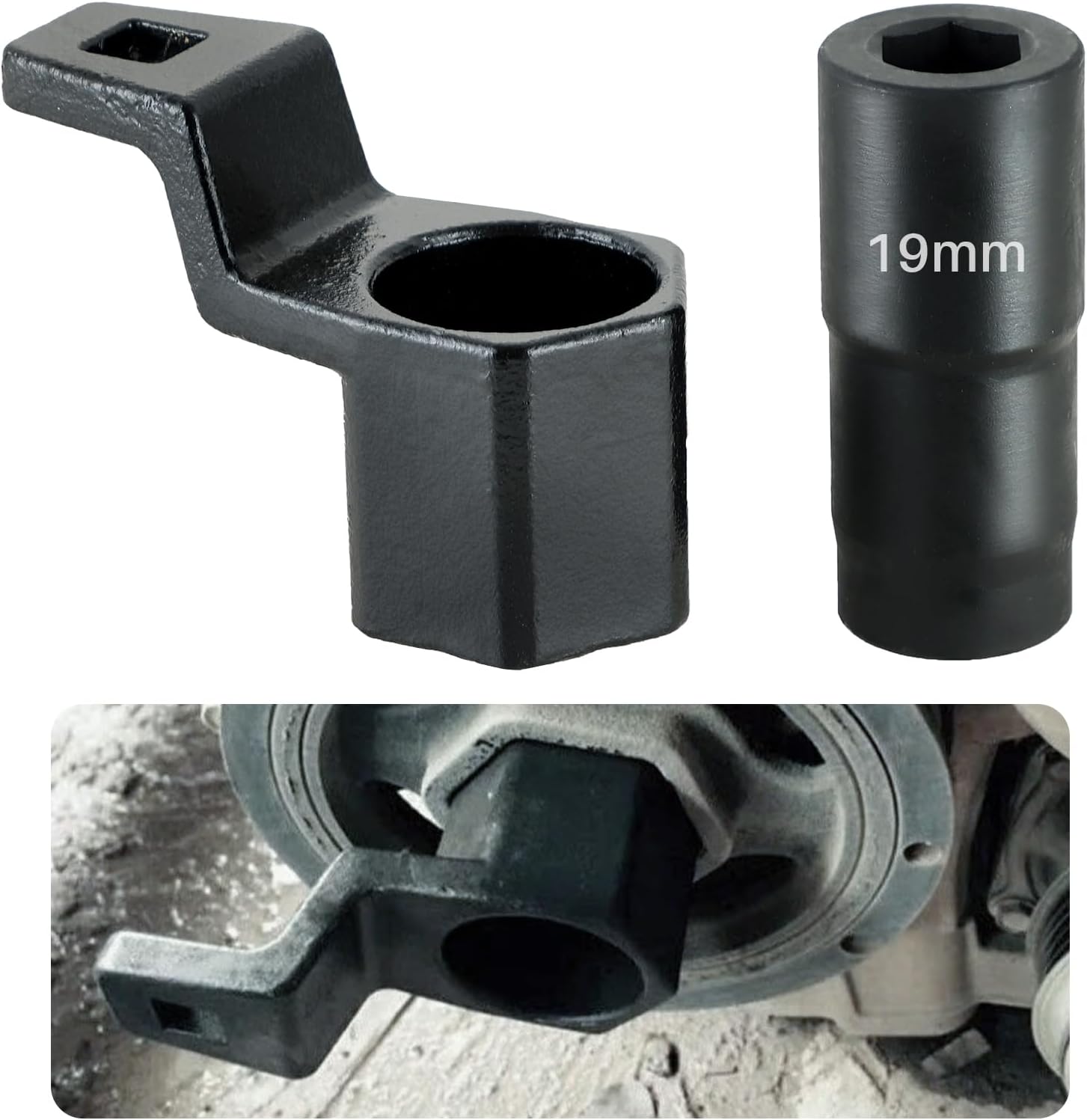 NYXOVA 19 mm Harmonic Balancer Socket and 50mm Crankshaft Crank Pulley Wrench Holder, Crankshaft Pulley Removal Tool Compatible with Acura Engines