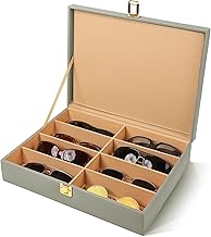 Birch & Co. Sunglasses Organizer - Sunglass Case - Glasses Box - Specs Box for Men - Goggles Holder - Eyewear shades Organiser, Leather Finish, Soft Velvet Lining, Travel-Friendly for 8 Sunglasses