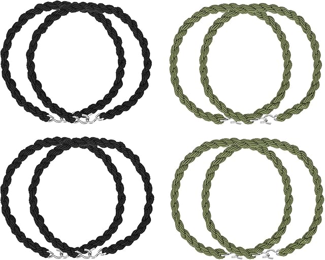 8 Pieces Elastic Boot Bands Military Boot Straps Blousing Garters with Metal Hooks Military Double Twisted Shock Cord Trouser Twist (Black and Amy Green