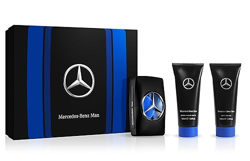 Mercedes Benz Set de regalo para hombre, fragancia icónica con spray EDT, gel de ducha, después del afeitado para hombres, colonia aromática