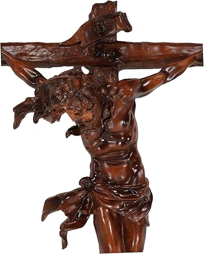 Miniatura 3 de Ebros - Placa de resina grande de 19.75 pulgadas de alto con cruz de Jesucristo crucificado en la cruz, cruz de crucifijo en color marrón oscuro,