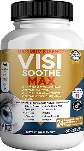 Vision Soothe Max Suplemento para la salud ocular, 60 cápsulas, 24 extractos de hierbas con vitaminas y minerales, máxima fuerza (1)