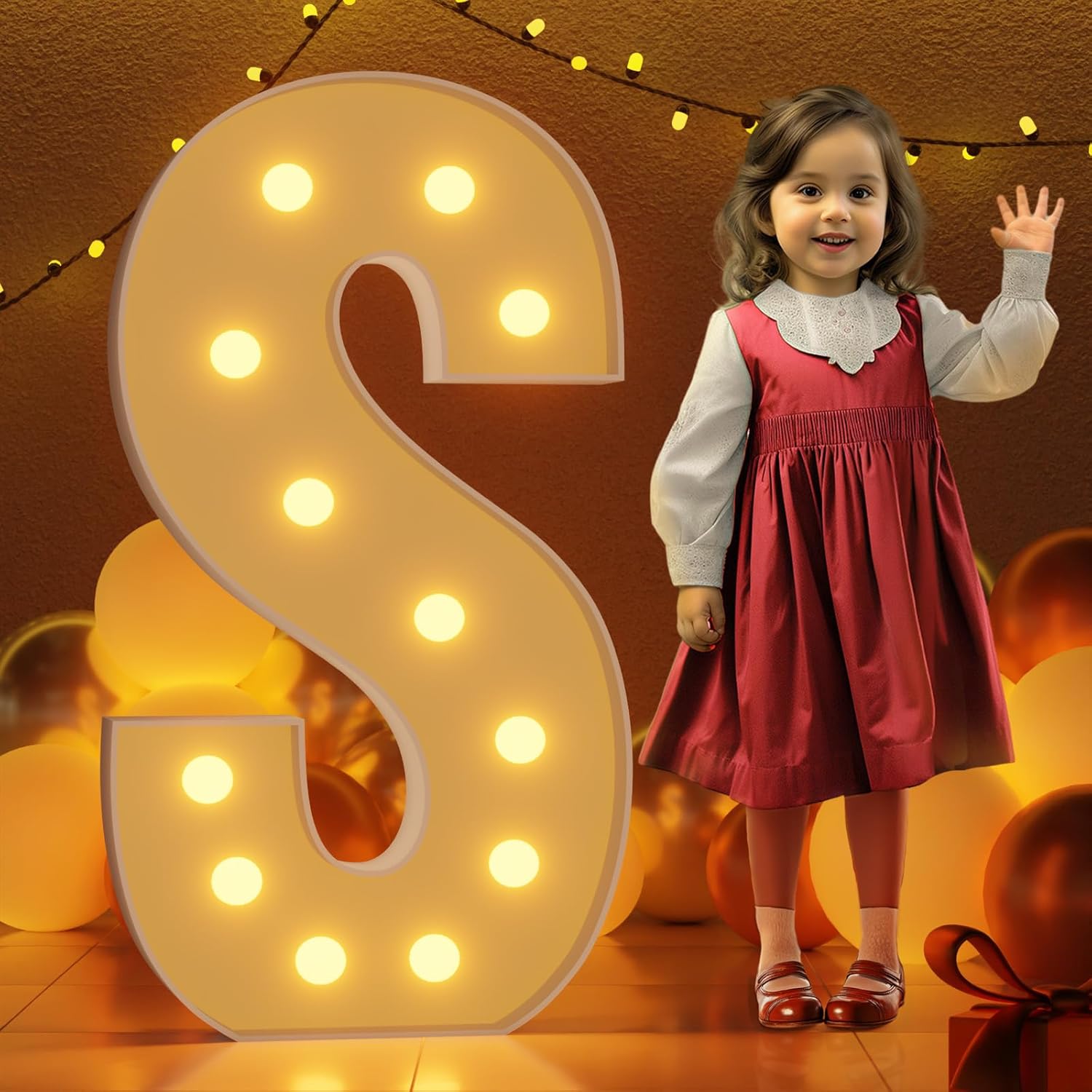 imprsv 4ft marquee light up letters s, large light up letters for baby shower anniversary wedding room decor, big letters for party decoration, letters with lights, foam letters, kids' mosaic kits 4 ft letter s