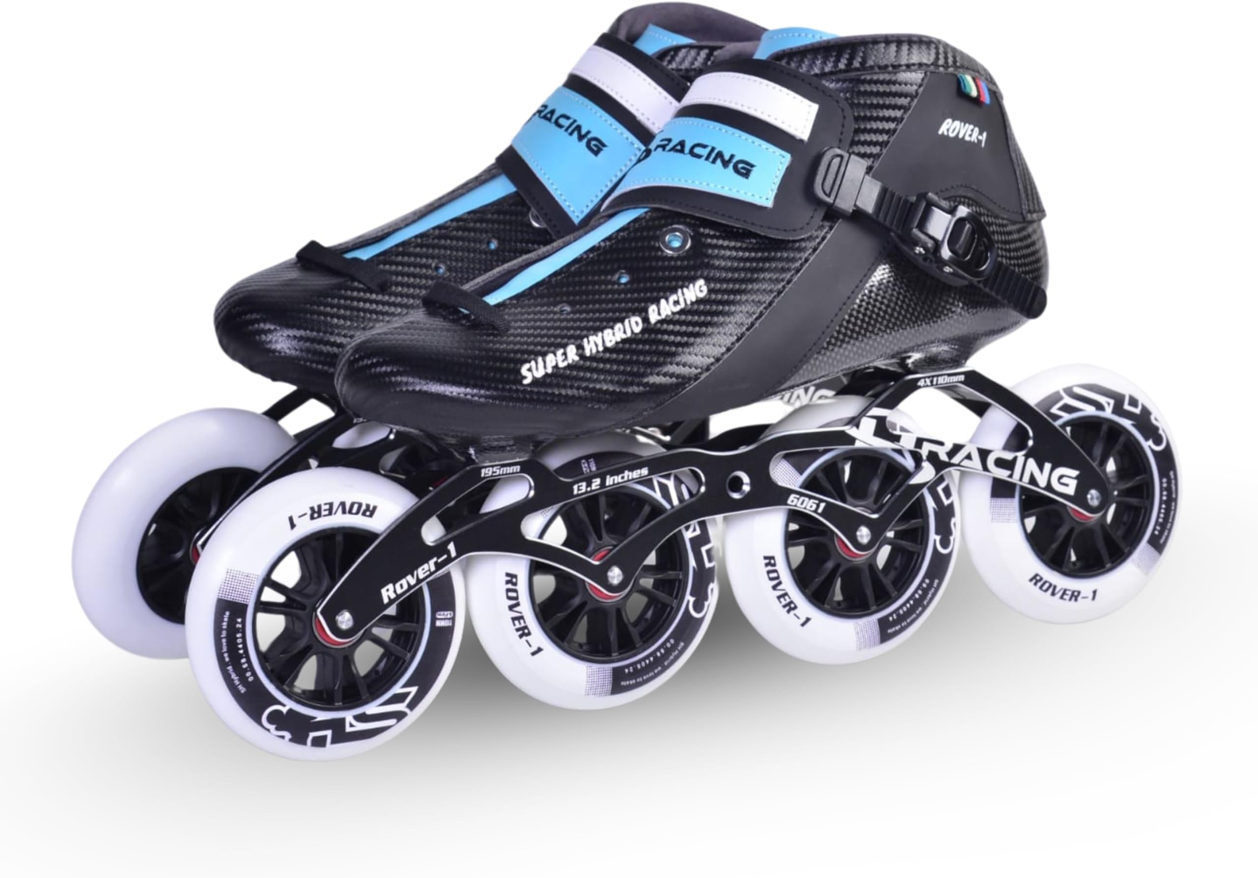 Rover-1 Professional Carbon Inline Speed Skates, 5-Layer Boot, ABEC-7 Bearings (100mm, 39 (24.4cm))