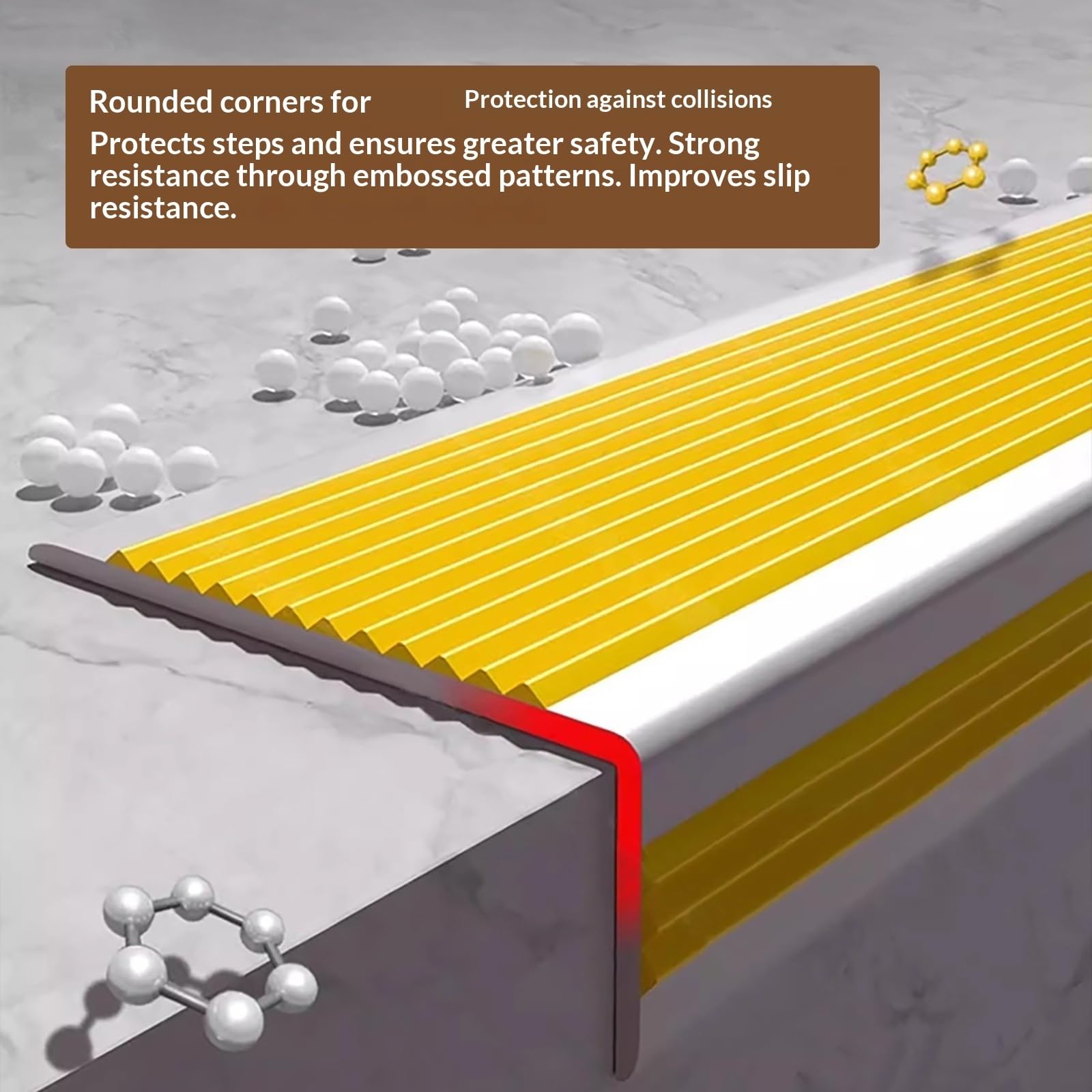 Anti-Rutsch-Streifen für Treppen, PVC-Laminat, 5 m, Kantenschutz für Zuhause und Büro Verhindert Rutschen, Langlebig, Antirutsch-Lösung für Treppen (Rot, 4 x 10 cm)
