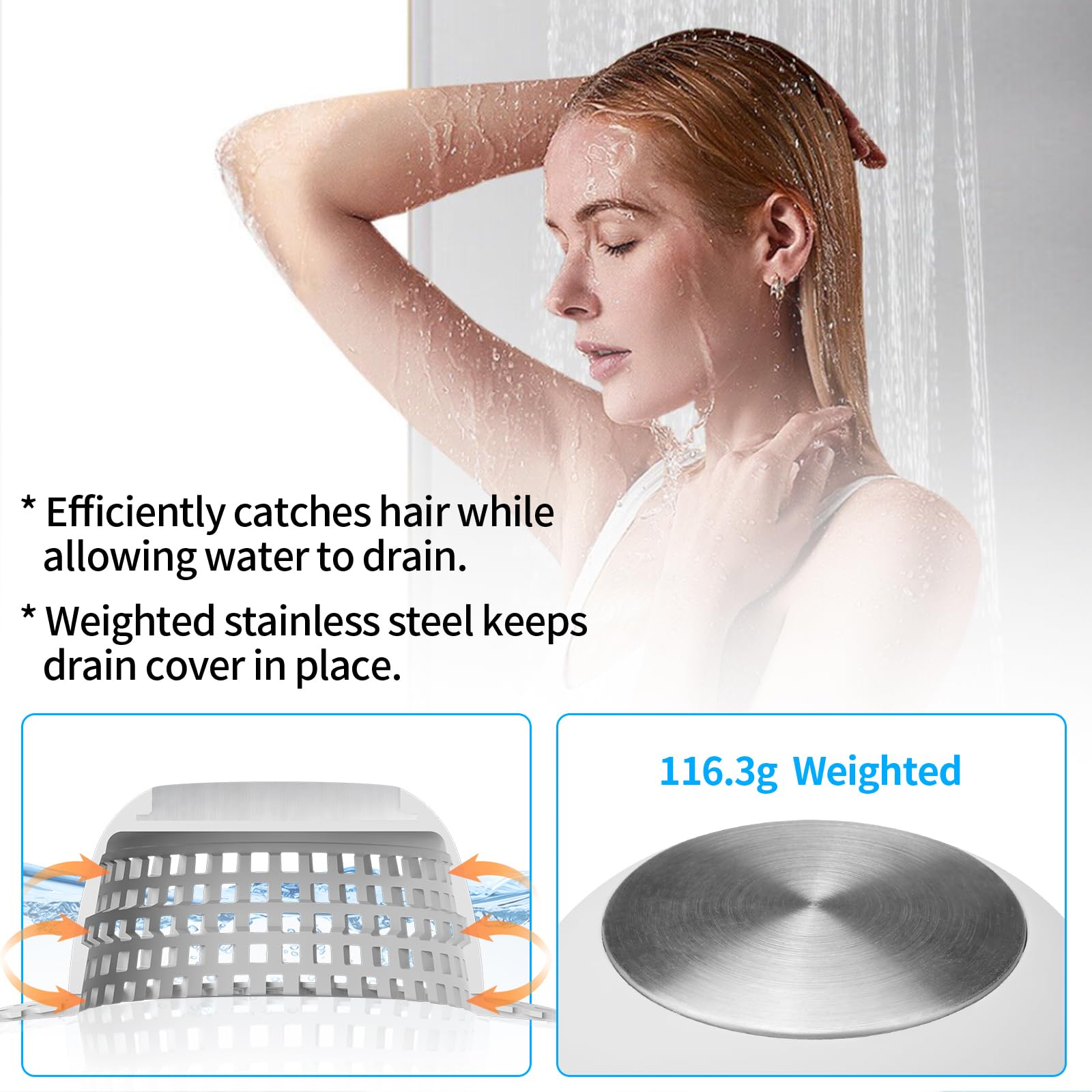 Aluvor Shower Drain Hair Catcher Bathtub Drain Cover Shower Protector for Pop-Up & Regular Drains