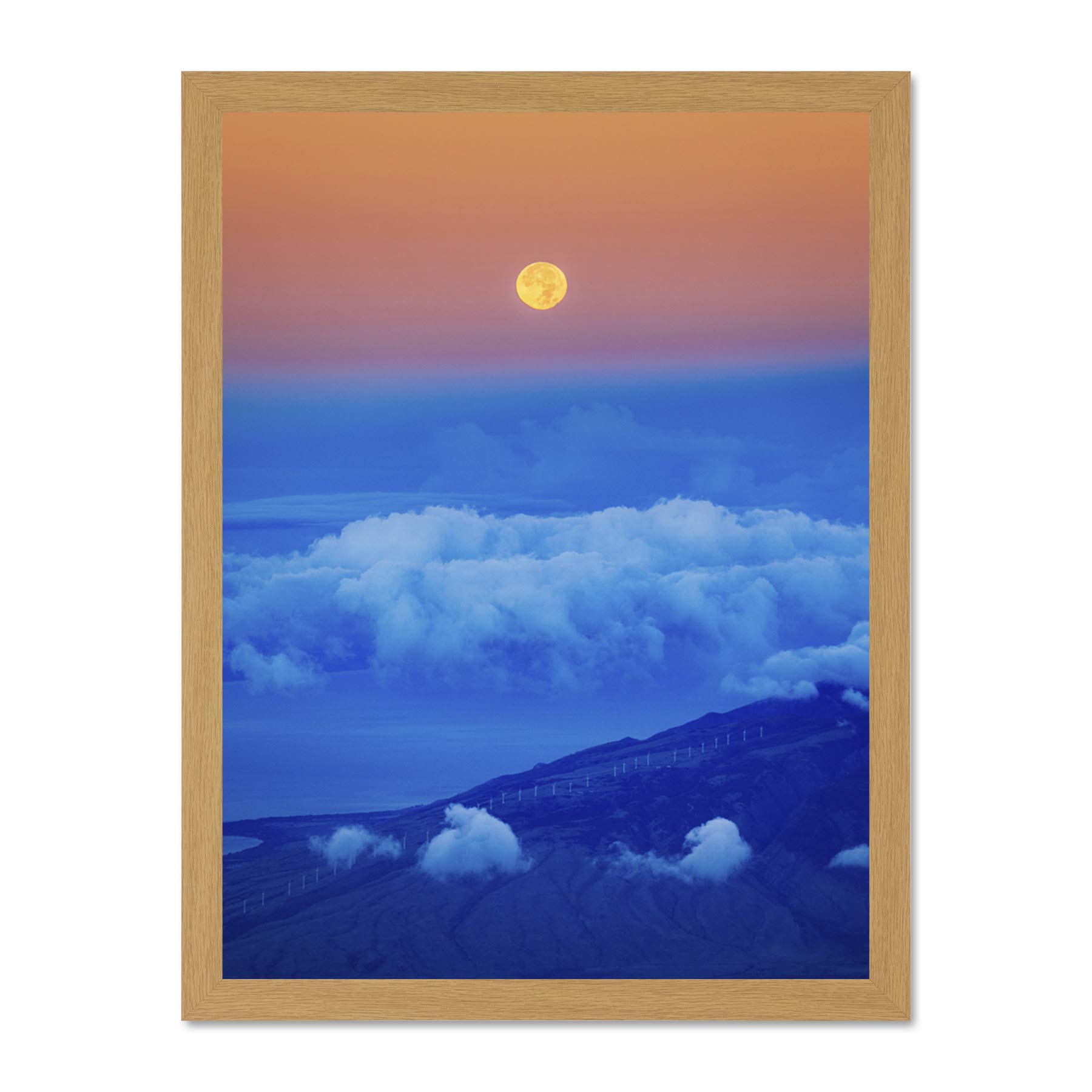 Repponen Haleakala Volcano Moon Large Framed Art Print Poster Wall Decor 18x24 inch