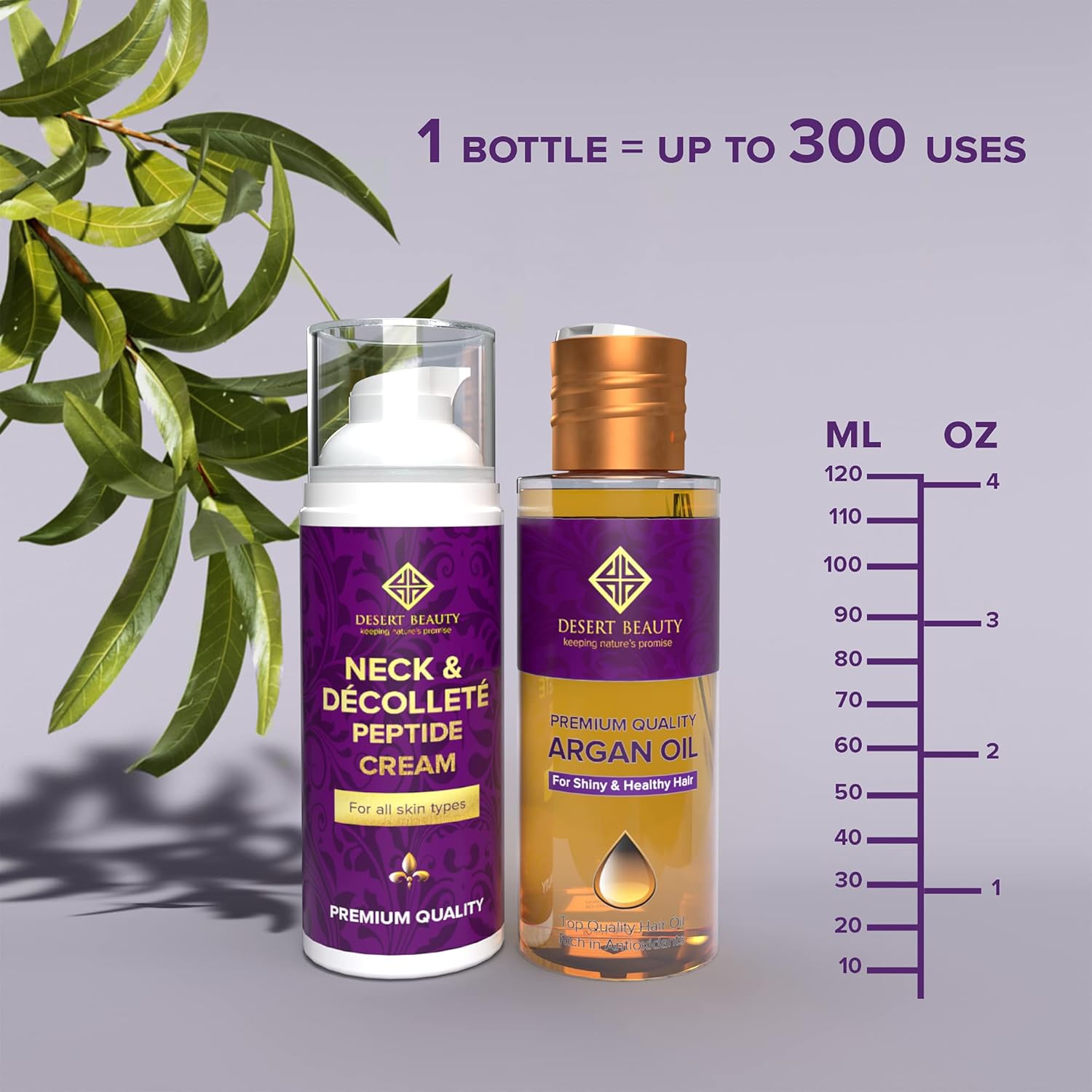 Neck Firming Cream (3.38 oz) + Argan Oil (4 oz) Bundle - Advanced Formula for Tightening & Lifting Sagging Skin + Moroccan Oil for Hair Treatment for Dry Damaged Hair