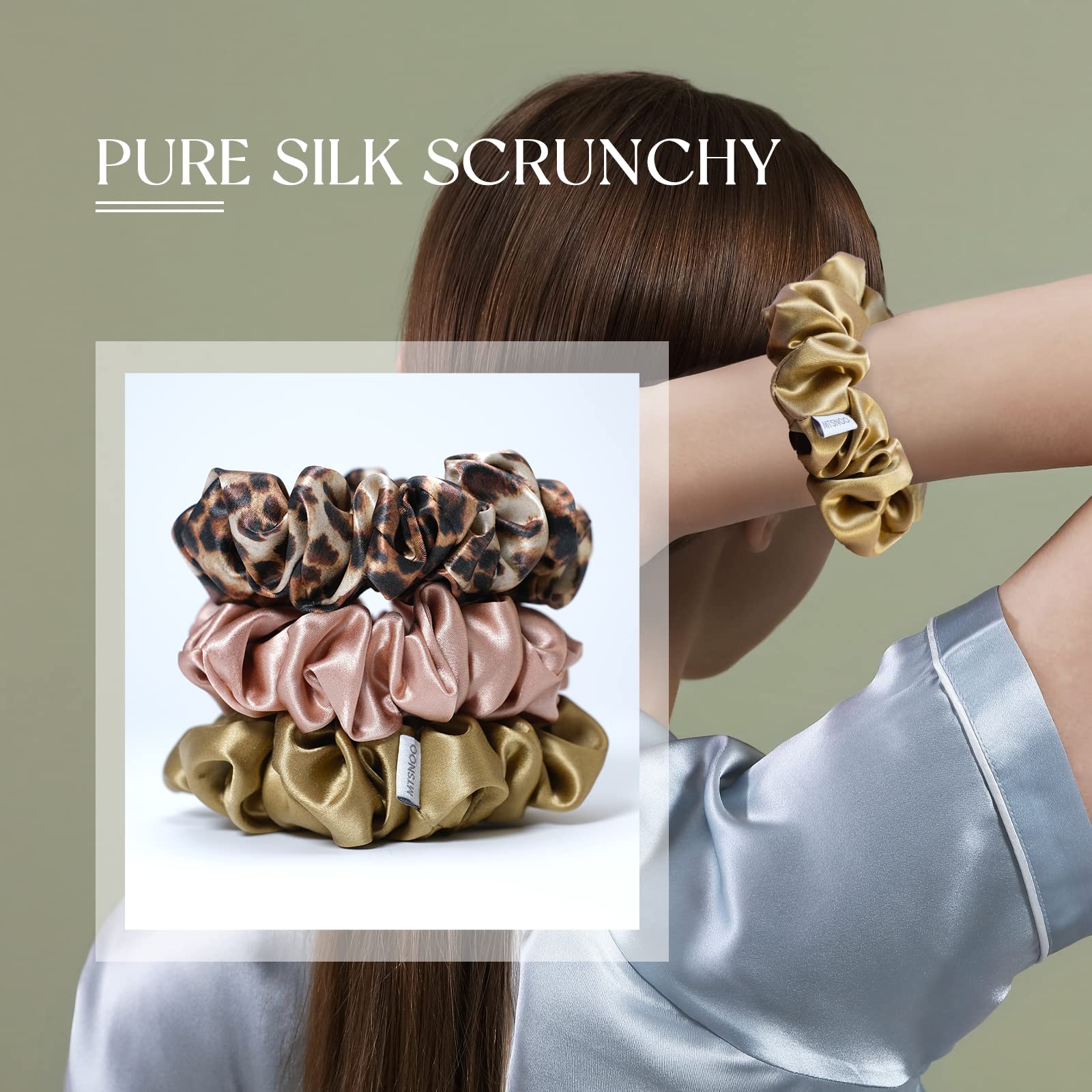 Amazon.com : MTSNOO Silk Scrunchies, 100% Pure 22 Momme  display picture 2