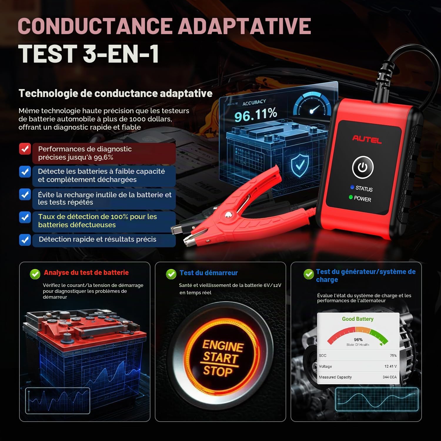 Autel MaxiBAS BT506 Testeur Analyseur Batterie 6V 12V 100-2000 CCA