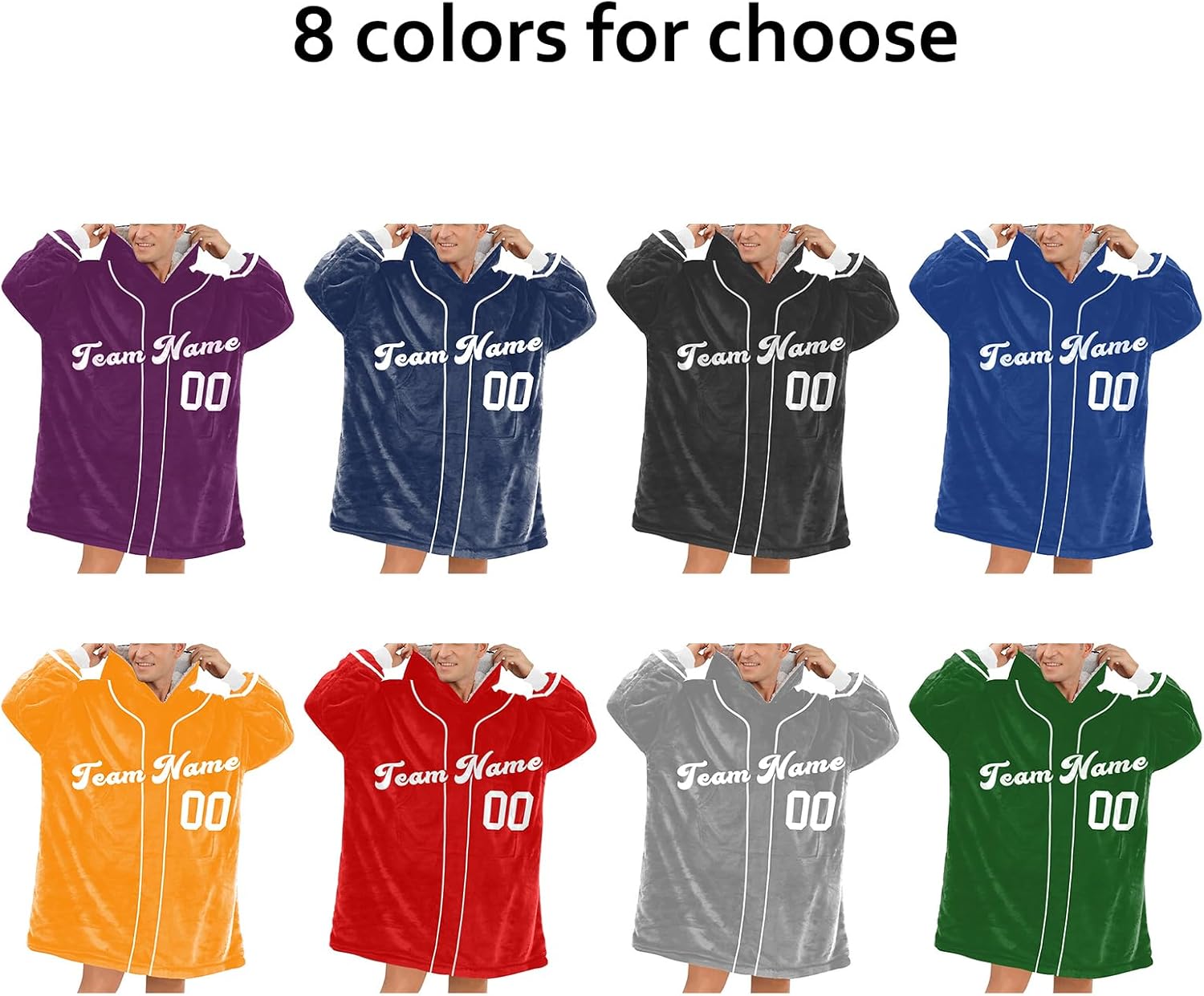 Baseball Hoodie Blankets Custom Name Team Number Personalized Wearable Sherpa Blanket for Kids & Adult