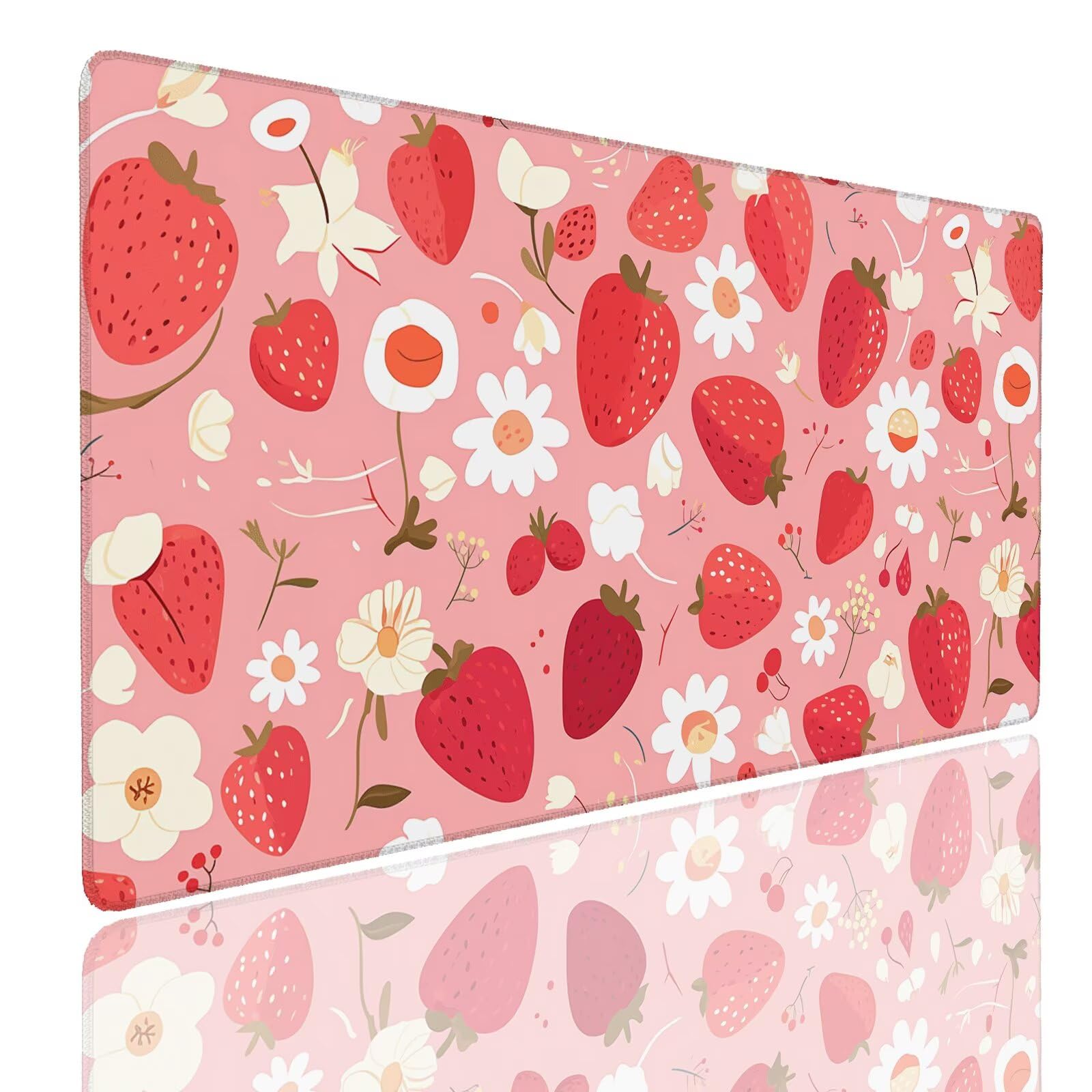 Tappetino per Mouse da Gaming, Tappetino Mouse Pad XXL Grande, Mousepad con Impermeabile e Antiscivolo, Lavabile Sottomano Copri Scrivania, Tappetini Tappeto Mouse Mat 1000x500x4mm Strawberries
