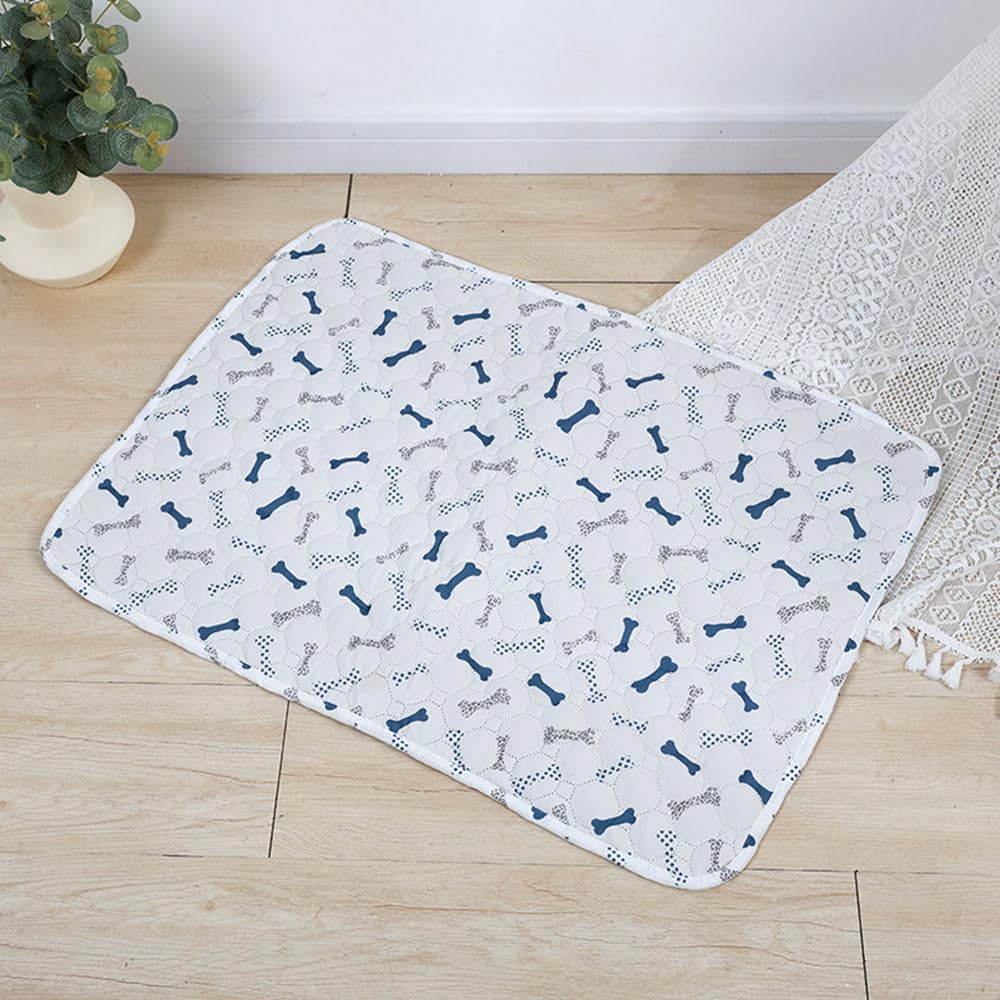 Chickwin Reusable Puppy Pads, Cartoon Absorbent Puppy Training Pads Washable Dog Training Pads, Non-Slip Large Pee Pads Dogs for Playpen, Potty, Crate, Bed (90x70cm(2Pack),Bone)