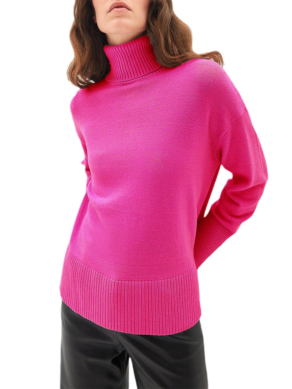 Jegsnoe Oversize-Pullover Für Damen, Herbst-Beige-Strickpullover Mit Seitlichem Schlitz, Weicher, Warmer Rollkragenpullover