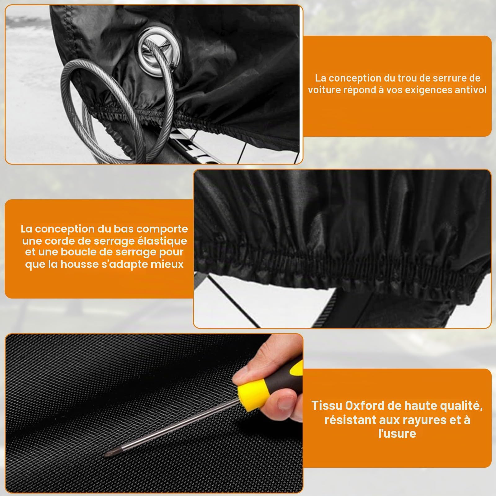 Housse de vélo de bicyclette - Housse de vélo imperméable en tissu Oxford 600D, coutures intérieures soudées, garage de vélo pour bicyclette, bâche de protection pour vélo tricycle, housse de