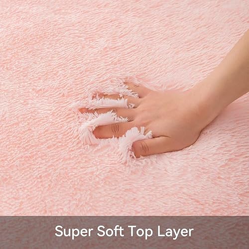 Miniatura 2 de Vafodo Alfombras de área para dormitorio esponjoso, alfombra de sala de estar, 9 x 12 pies, suave y esponjosa, alfombra de área rosa sólido