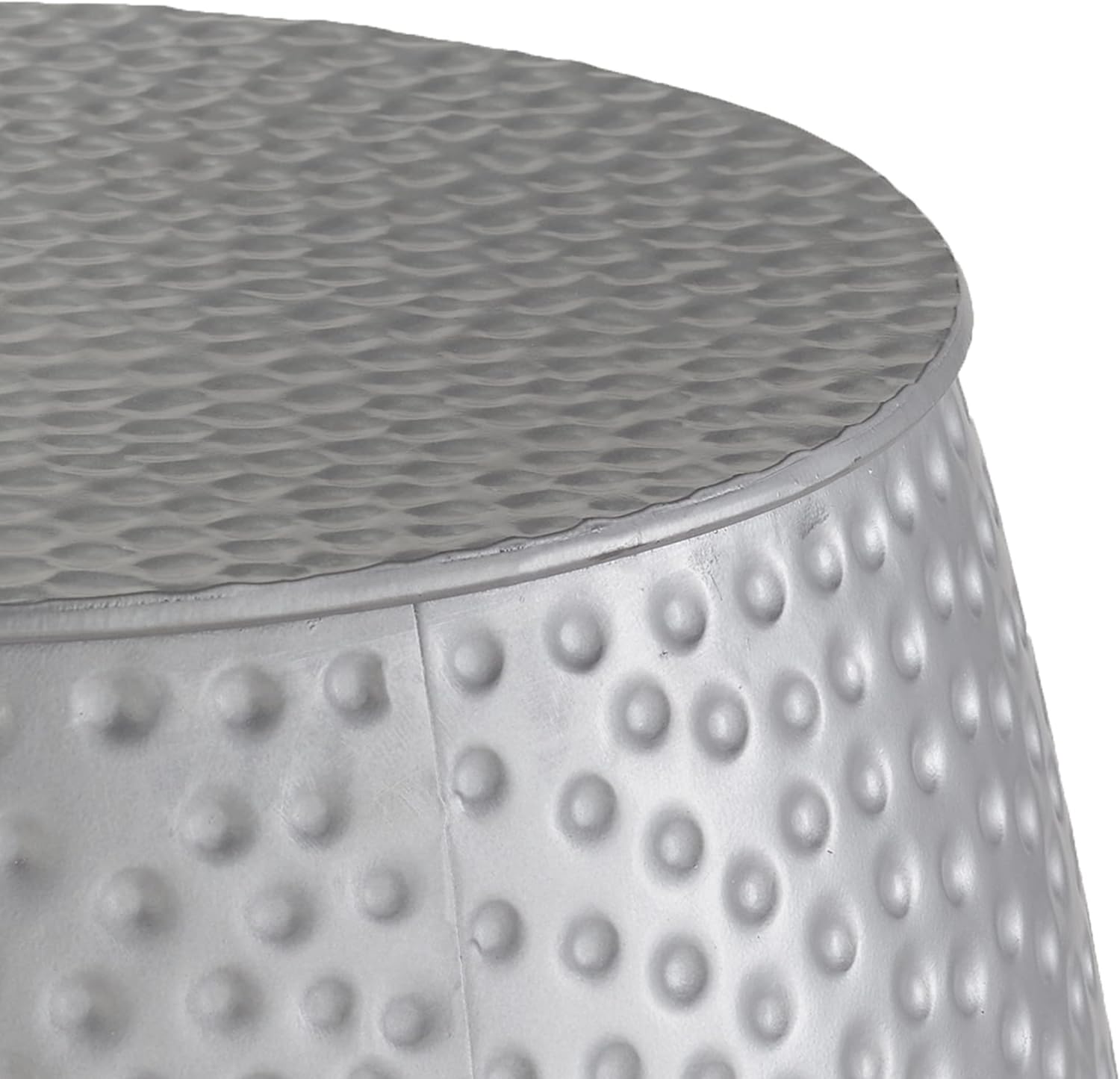 Punched Metal Table - Decorative Accent Side Table Antique Decoration - Silver