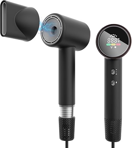 Secador de pelo profesional iónico ligero de alta velocidad de 1500 W con boquilla, motor de 110,000 rpm, iones negativos de alta densidad, secado