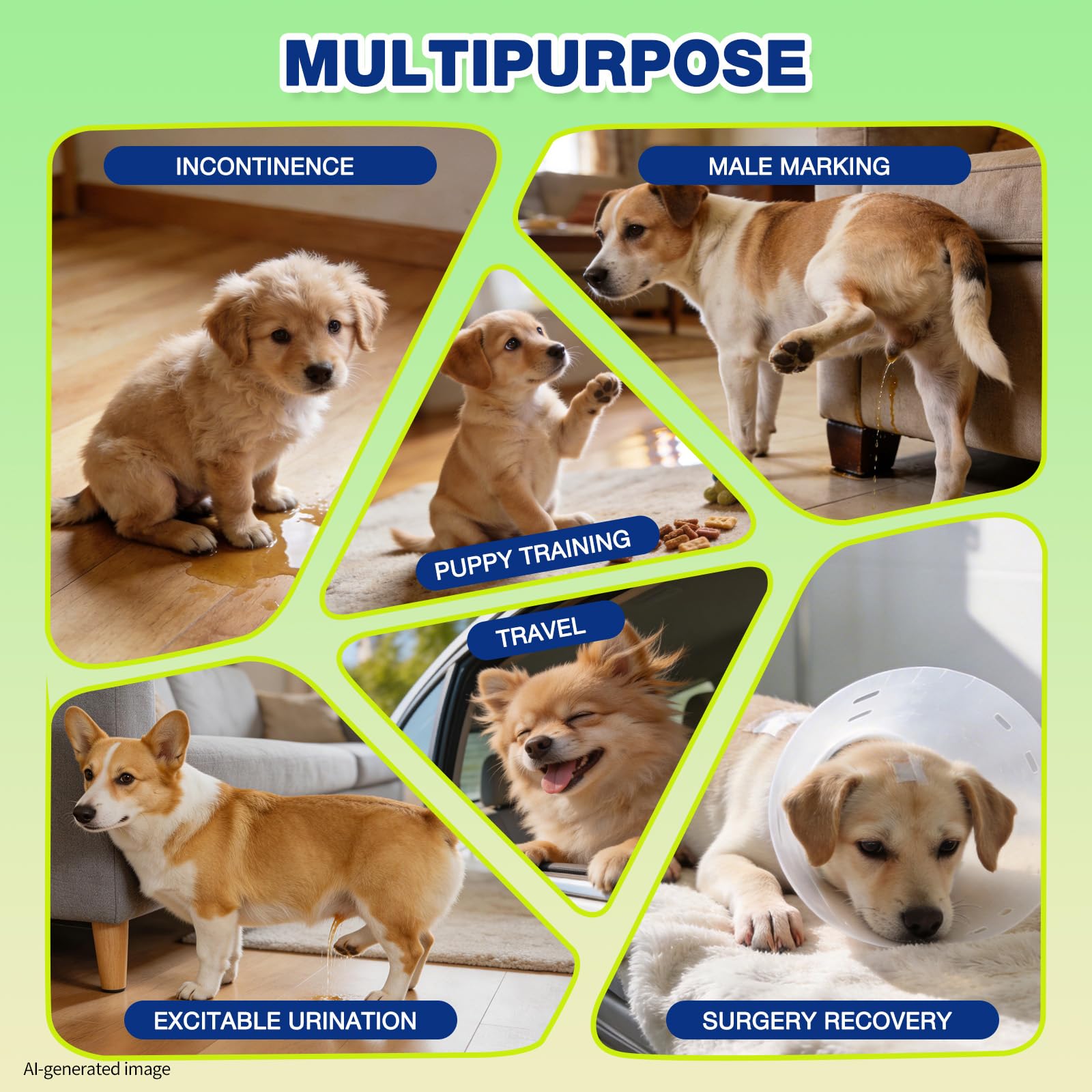 Dono 60 pañales desechables para perros con indicador de humedad y barrera a prueba de fugas, pañales para perros para incontinencia, problemas de marcado, M (45-63 cm)