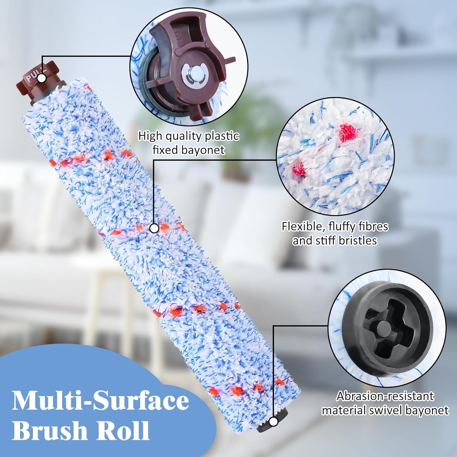PINVNBY Crosswave Brush Replacement Parts and Filter for Bissell Crosswave 2328 1785 2306 1866 Vacuum 4 Brush Rolls and 2 Vacuum Filter