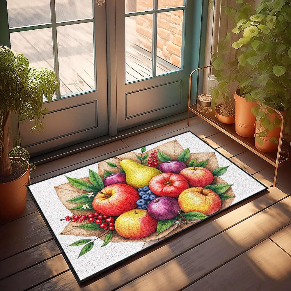 Tapis de bain de ferme avec bouquet de fruits pour décoration d'intérieur