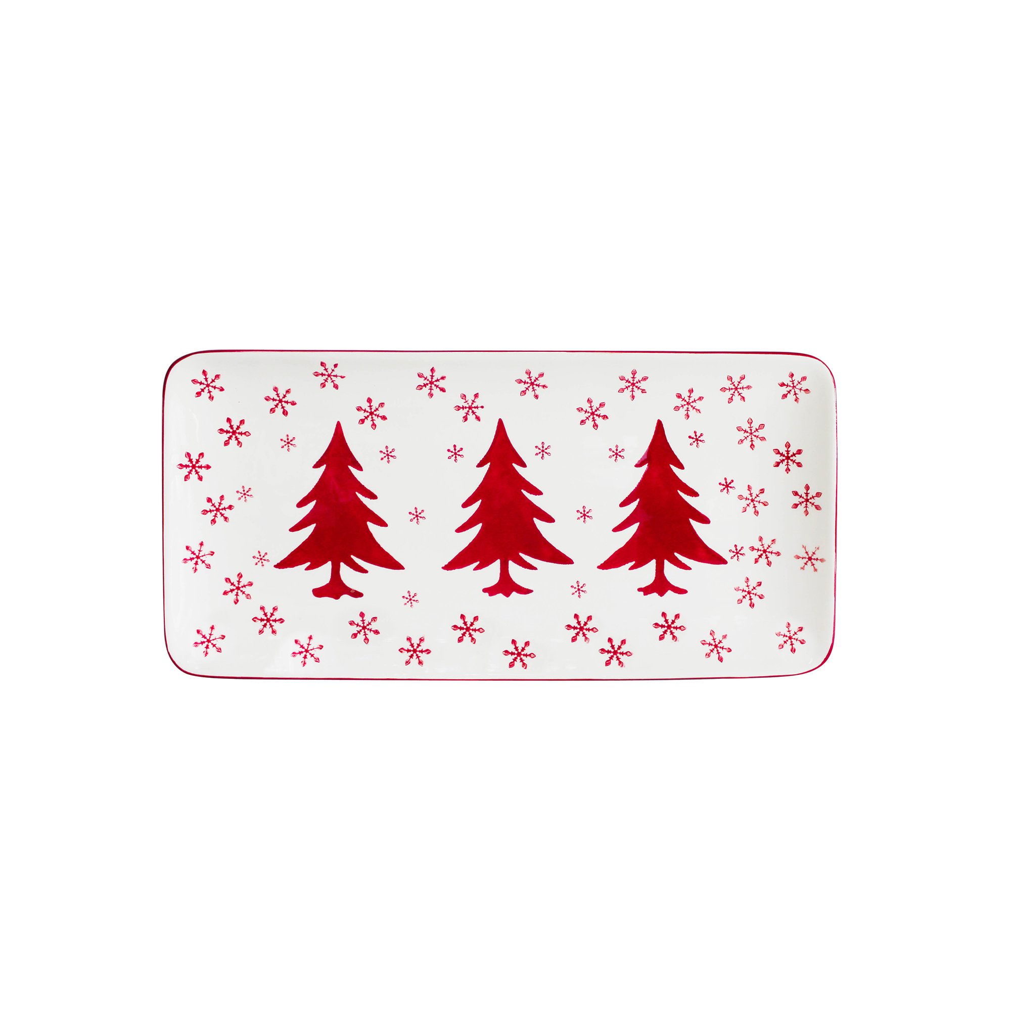 Euro CeramicaWFT-86813-DS Winterfest Rectangular Platter, Earthenware, Multicolor