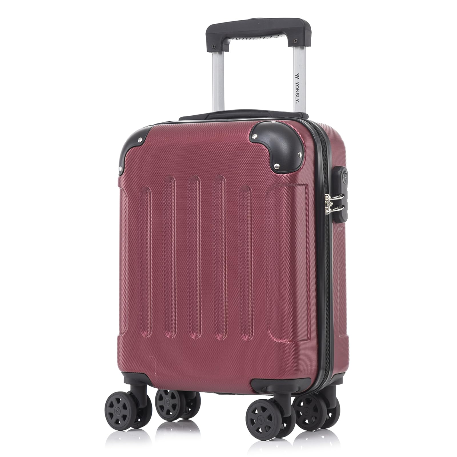 yonsly Koffer Suitcase, Trolley Reisekoffer, Rollkoffer Handgepäck mit 4 Rollen 360°, ABS Hartschalen, Sicherheitsschloss, Weicher Gummigriff, 210D-Futter
