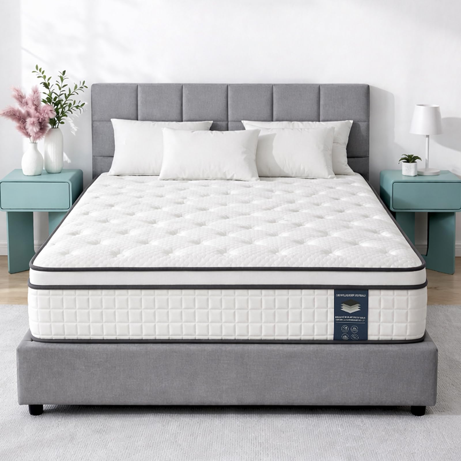 Matratze 180x200 cm Höhe 25cm, 7-Zonen Orthopädische Federkernmatratze mit Comfort Memory-Schaum Schicht, Härtegrad H3, Rückenentlastende