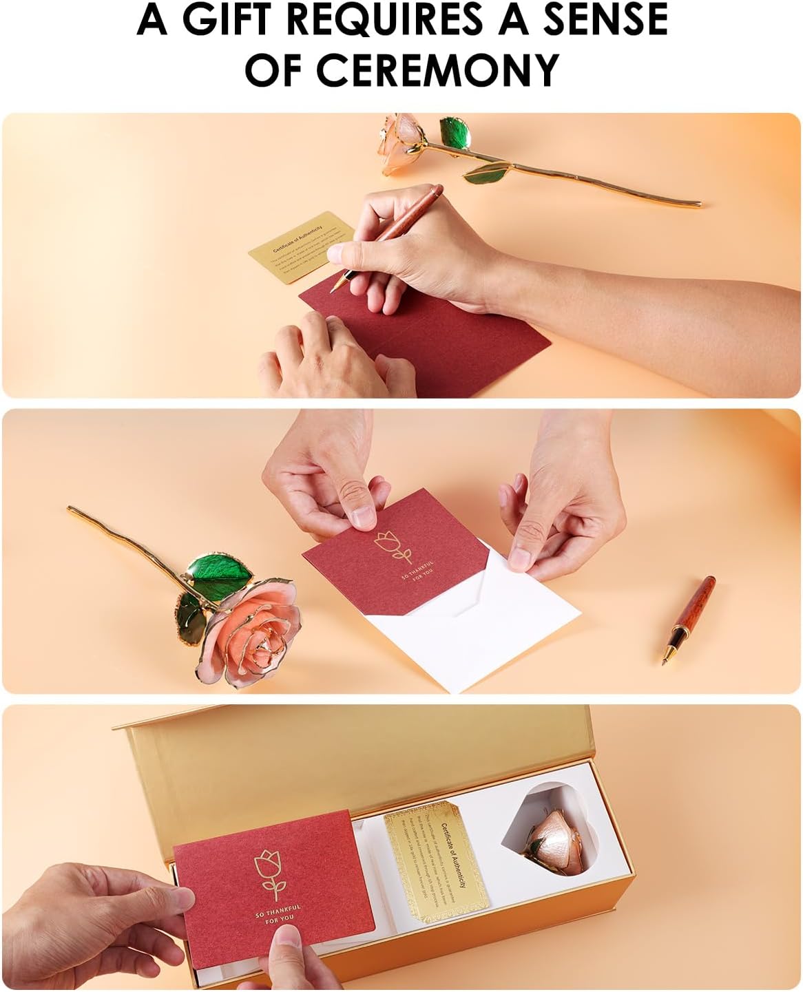 24K Gold Dipped Real Rose – Handpicked Real Rose Preserved in 24K Gold – Sweet, One-of-a-Kind Romantic Gift for Her – Ideal for Birthday, Anniversary, Mother’s Day, Valentine’s Day (Pink) - Image 5