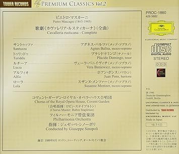 Amazon マスカーニ 歌劇 カヴァレリア ルスティカーナ 全曲 バルツァ オペラ 声楽 ミュージック
