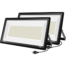 800W أضواء الفيضانات البيضاء الدافئة ، أضواء LED الخارجية مع التوصيل ، 3000K 80000LM Suer Bright ، إضاءة الساحة التجارية لـ Court Backyard Stadium Fields 2 Pack