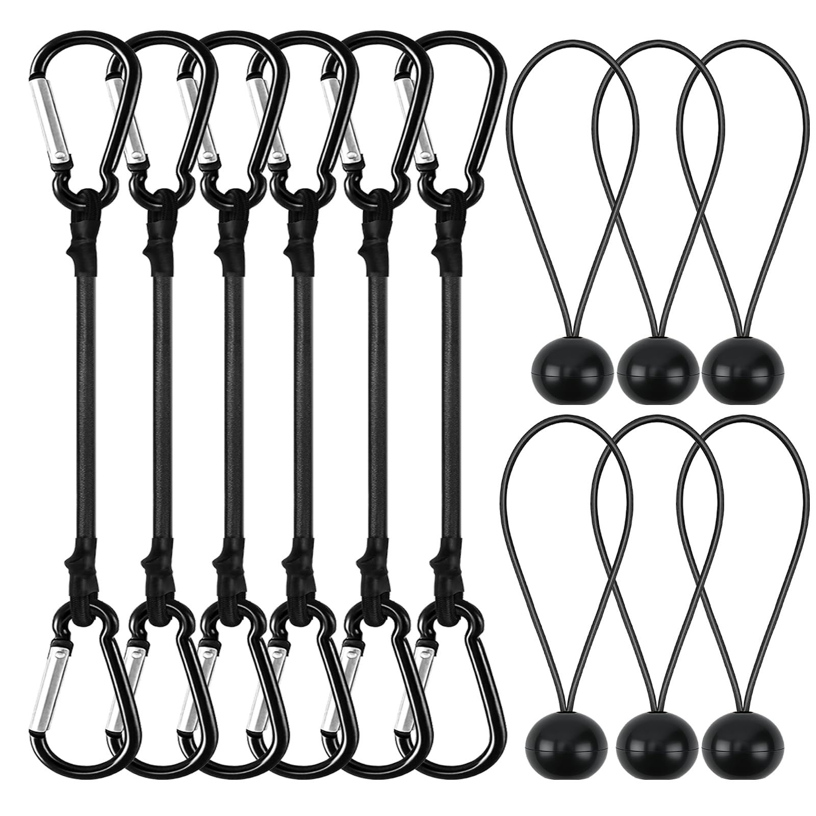12Pcs Bungee Cords with Hooks