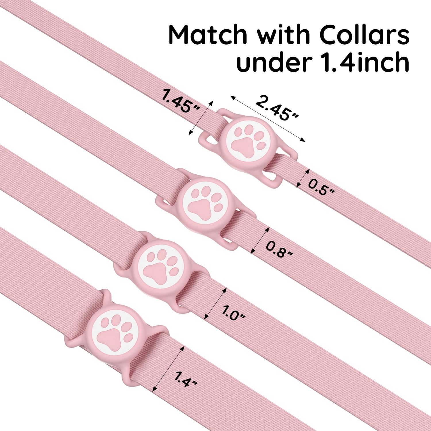 Soporte para collar de perro Airtag – Soporte impermeable IP68 para collar de perro, funda de silicona ligera y suave, ajuste ajustable para collares de mascotas de todos los anchos (rosa, 1