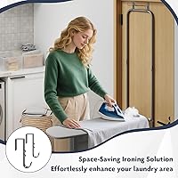 Vista 8 de GOFLAME Tabla de planchar para colocar sobre la puerta, tabla de planchar colgante con soporte de hierro y marco de metal resistente, tabla