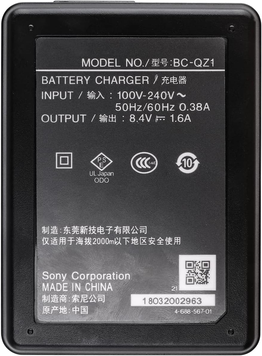 BC-QZ1 Camera Battery Charger for Sony NP-FZ100 Battery, Camera Battery Power Adapter Compatible with Sony A7 III, Sony Alpha A7R III, A7R IV, A9, A6600, Alpha 9S,lpha a9 II, Alpha 9R : Electronics