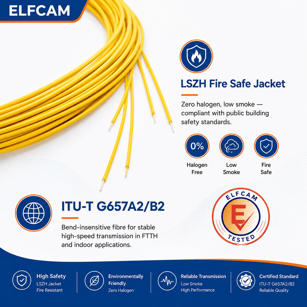 Elfcam® - Pigtail a fibra ottica monomodale Simplex LC/APC Monomodale Simplex 9/125um OS2, 0,9mm 1 metro (lotto da 24, giallo)