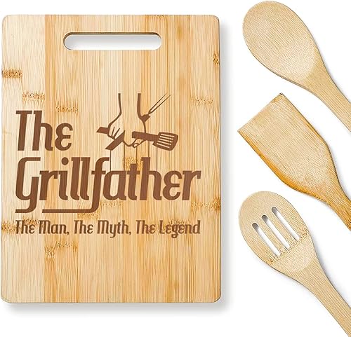 King of The Grill - Tabla de cortar de bambú para hombres, tabla de cortar para papá, regalos de parrilla para hombres, regalo de cumpleaños para