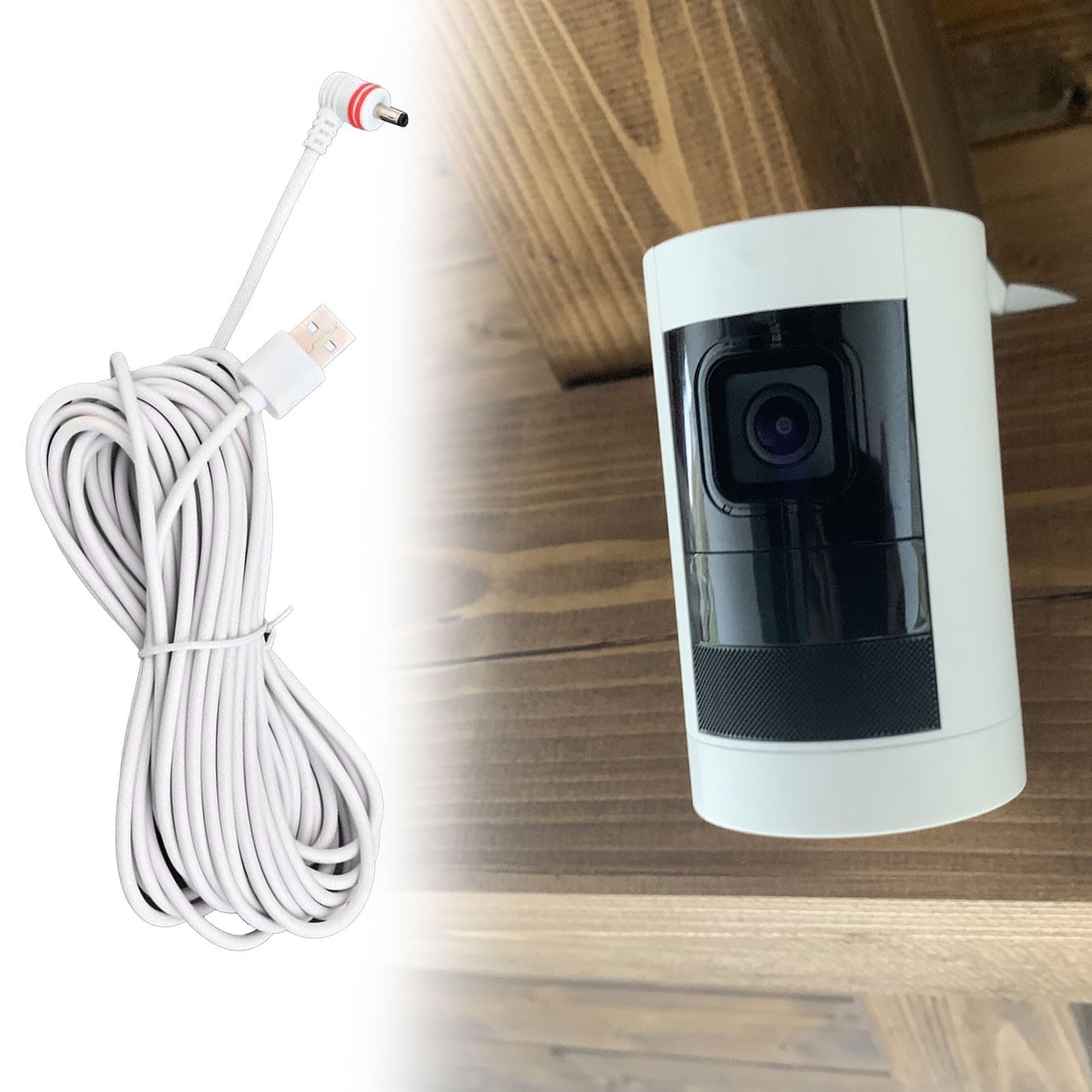 Opatiny 10m Weatherproof Power Cable and Adapter for Ring Spotlight Cam Plus/Pro, White
