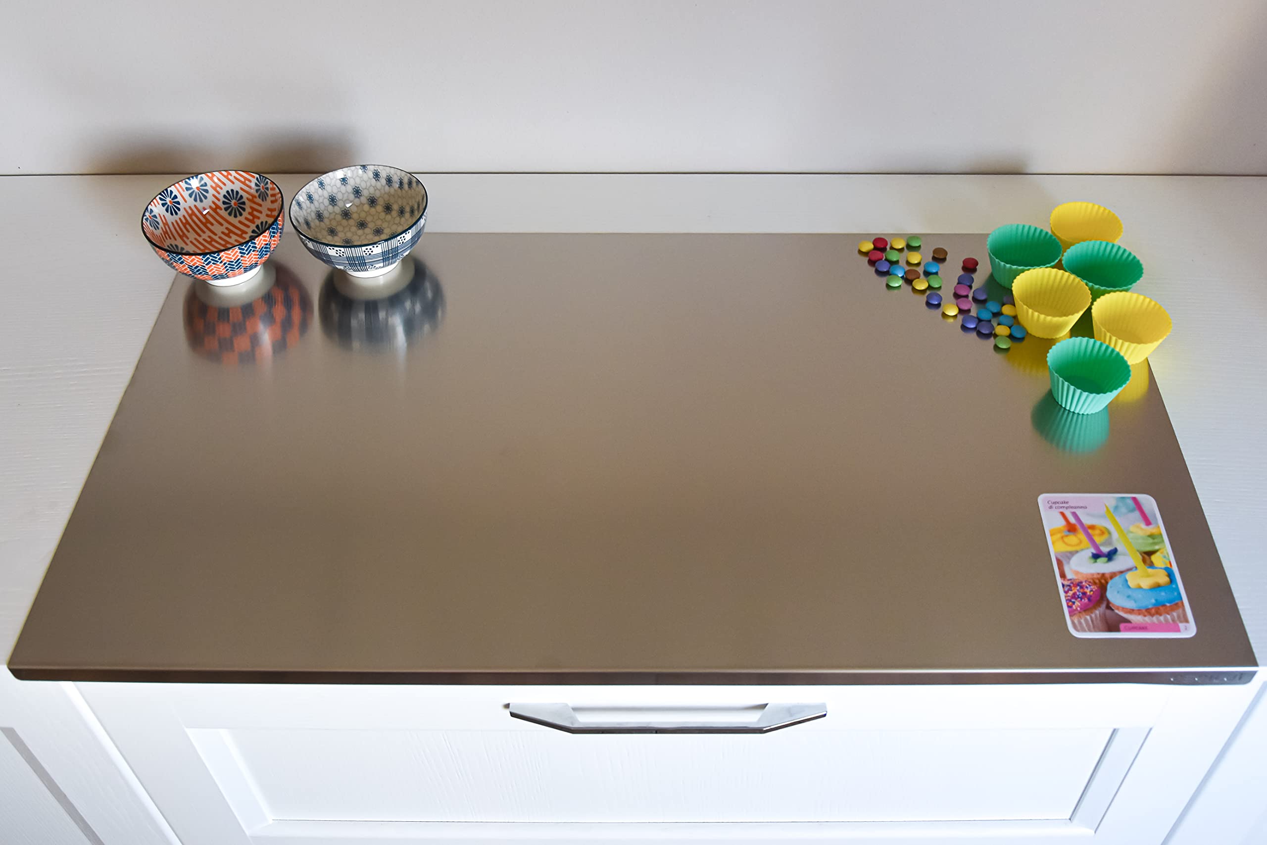 CECILUÌ Spianatoia per Impastare Acciaio Inox 2.0 Sacca di Cotone Tagliere da Cucina Professionale in Varie Dimensioni Made in Italy Pizza Piano Lavoro Accessori Pasticceria (60x50)