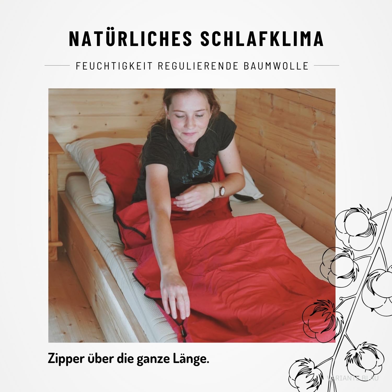 NORDKAMM® Hüttenschlafsack aus Baumwolle Ultraleicht (360 g), waschbares Schlafsack Inlett (210 x 80 cm), Hüttenschlafsack leicht kombinierbar, Schlafsack leicht kleines Packmaß, Sleeping Bag Liner