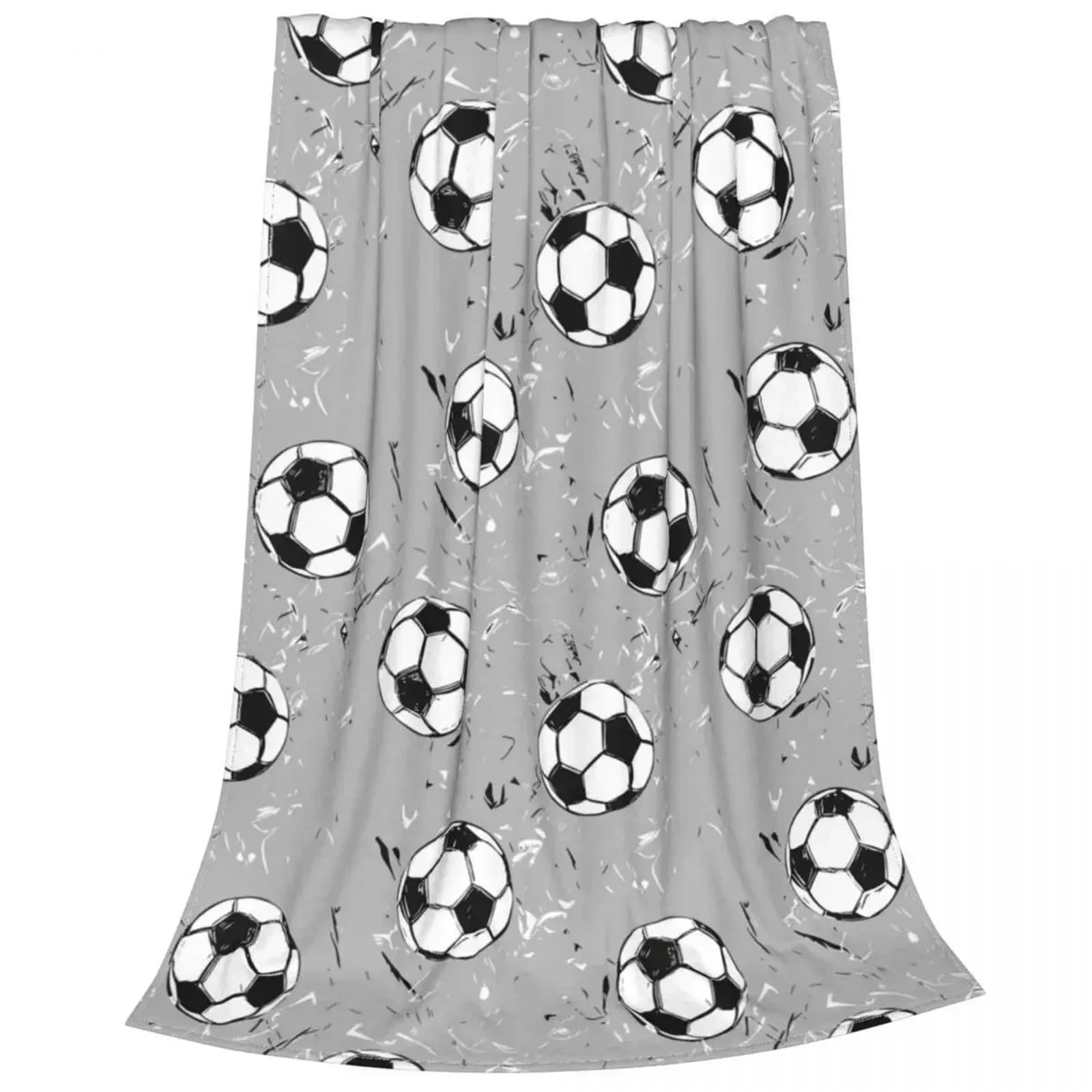 WSQHAO Footballs Soccer Blanket Spring Autumn Portable Soft Throw Blankets for Home Couch Bed for Bed Couch(150x125CM50x60inch)